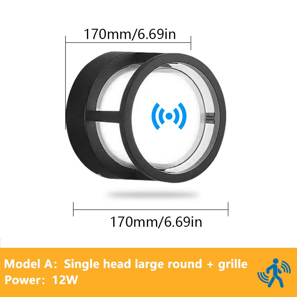 6 Вт 12 Вт Водонепроницаемый светодиодный настенный светильник IP66 для внутреннего и наружного использования, с радарным датчиком движения, для крыльца, домашний бра, декоративное освещение