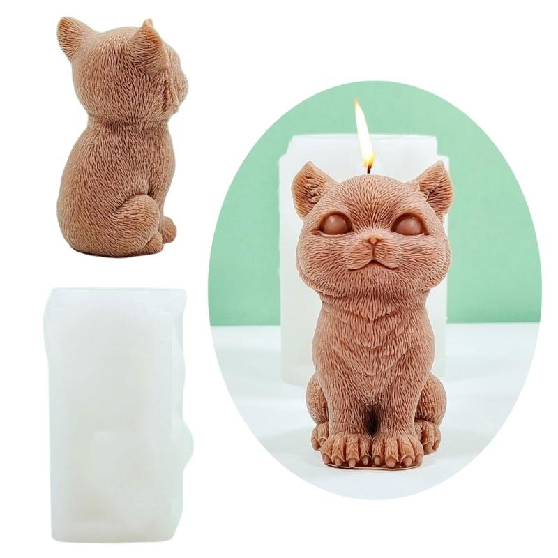 Cats Candle Molds Sitting Cats Silicone Moulds Scented Candle Casting Molds Animal Clay Moulds for Cake Decorations