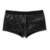 Men's Sexy Underwear Panties Faux Leather Underpants Male's Bulge Pouch Low Rise Boxer Briefs Shorts