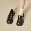 Мода Женская обувь Осень Круглый носок Черные балетки Лоферы с мехом Повседневная женская обувь Оксфорды Сабо Платформа Осень