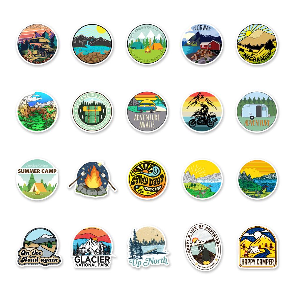 50 Outdoor Scenery Camping 2-50 Suitcase Notebook Water Cup Doodle Decoration Stickers