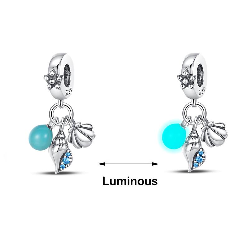 100% 925 Sterling Silver Firefly Star Bling Bling Blue Luminous Charms Beads Fit 925 Original Bracelets DIY Fine Jewelry