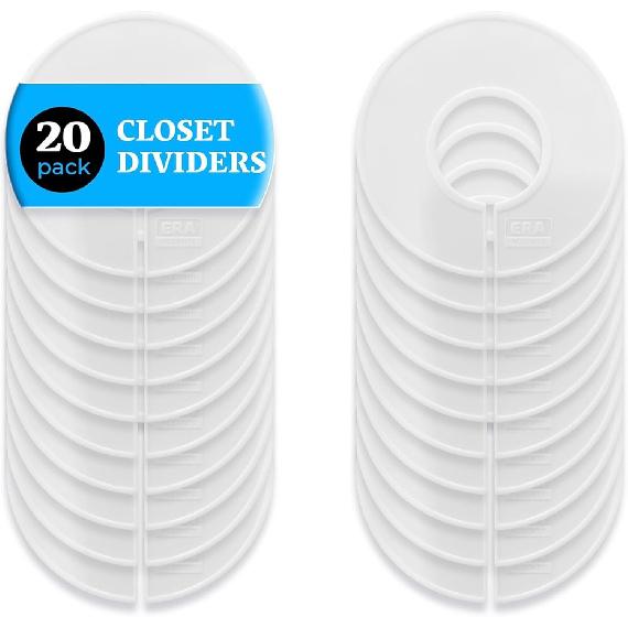 20 White Closet Dividers for Hanging Clothes – Clothing Size Rack Dividers and Closet Organizers