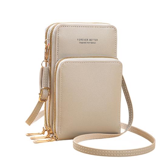 Mobile Phone Bag with Transparent Screen-touching Window Sling Bag Multi Compartments Faux