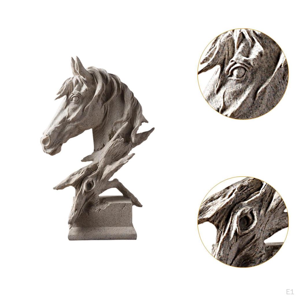 Статуэтка из смолы для домашнего декора, подарочная статуэтка в виде головы лошади, офисный стол, шкаф, серый