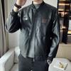 Мужская кожаная куртка мужская осенне-зимняя модная повседневная облегающая куртка с воротником-бейсболкой в стиле мотоцикла
