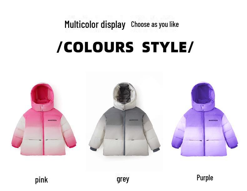 Yoqi Winter Korean Style Gradient Hooded Children's Down Jacket