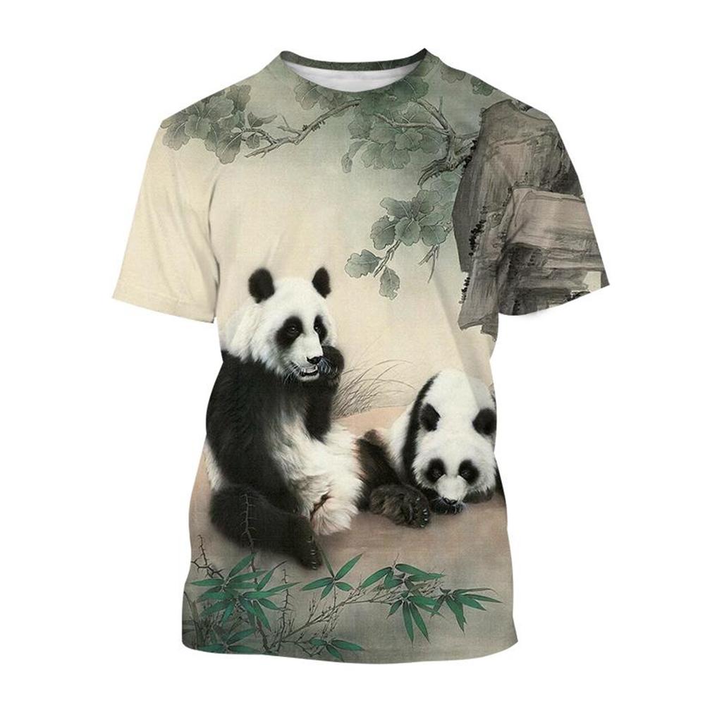 Summer  Selling Fashion 3d Printed T-shirt Cute Panda Design Casual Short Sleeved Comfortable Top