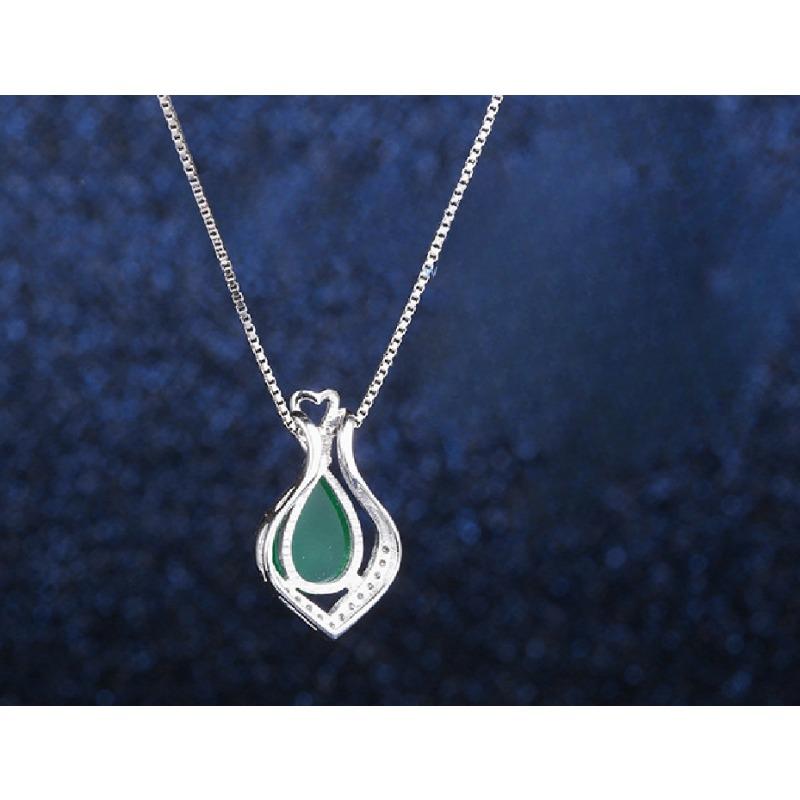 Ожерелье из стерлингового серебра 925 пробы, женское, корейского стиля, модное, кулон из халцедона, ключица, серебряные аксессуары, ювелирные изделия, классические ювелирные изделия