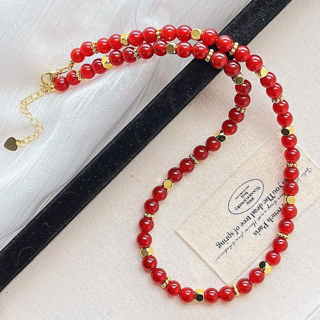 Ожерелье из халцедона и агата «Ветер», 6 мм, натуральный лед, прозрачный, цвета «голубиная кровь», дизайн с несколькими кругами, Верность