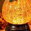 Holiday Desk Ornament Pumpkin Snow Sphere Lamp, Glitter Lighted Ornament, Fall Table Desktop for Kids Centerpiece with Warm LED Lights Party