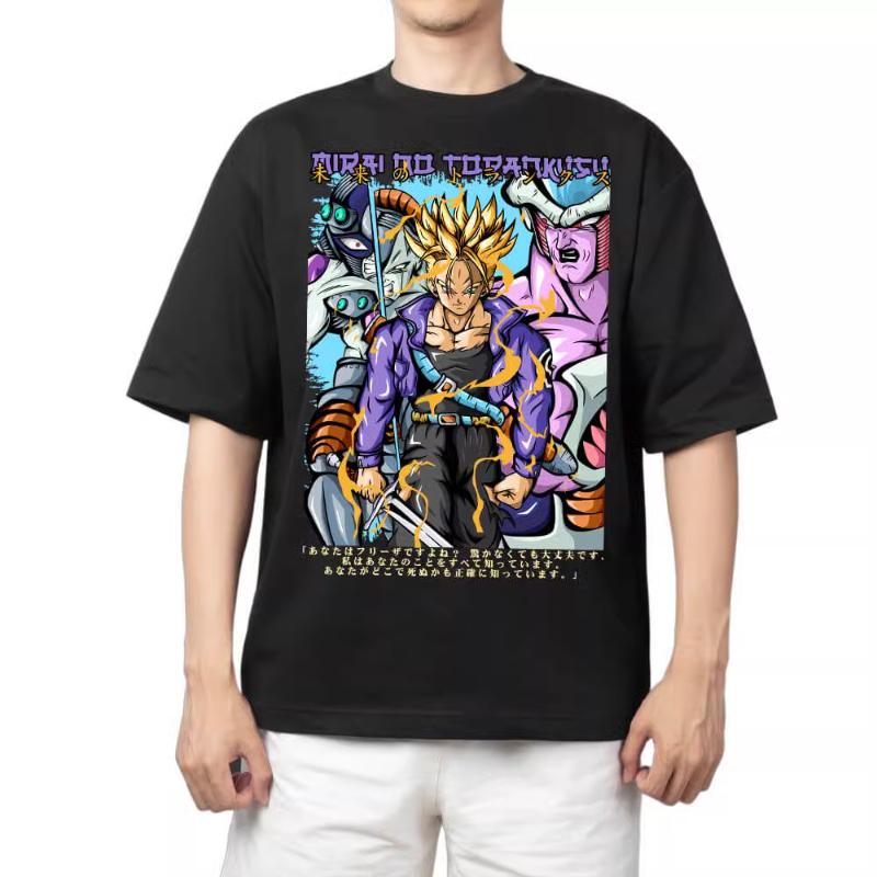 T Shirt for Mens Dragon Ball Pattern Printed Summer Retro Neckline Loose Large Size Versatile Shortsleeved Tshirt Clothes Top