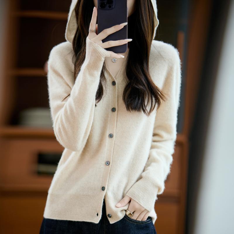 Women S Plus Size Loose Hooded Long Sleeve Knit Cardigan Sweater