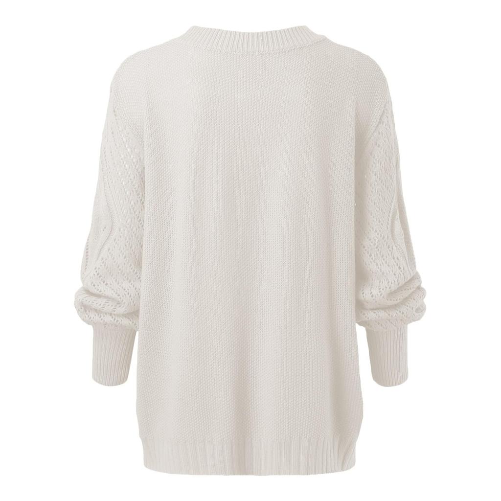 Women's Pullover Long Sleeve Round Neck Cable Knit Sweater Ladies Tops