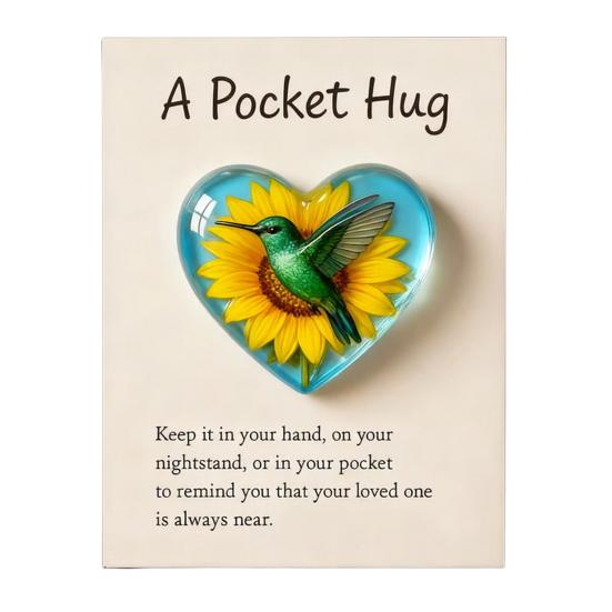 Pocket Hug Hummingbird Mini Pocket Hug Heart Cute Hummingbird Ornament with Encouragement Card Keepsake