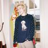 LEMANISM American Street Style Polka Dot Puppy Long Sleeve T-Shirt