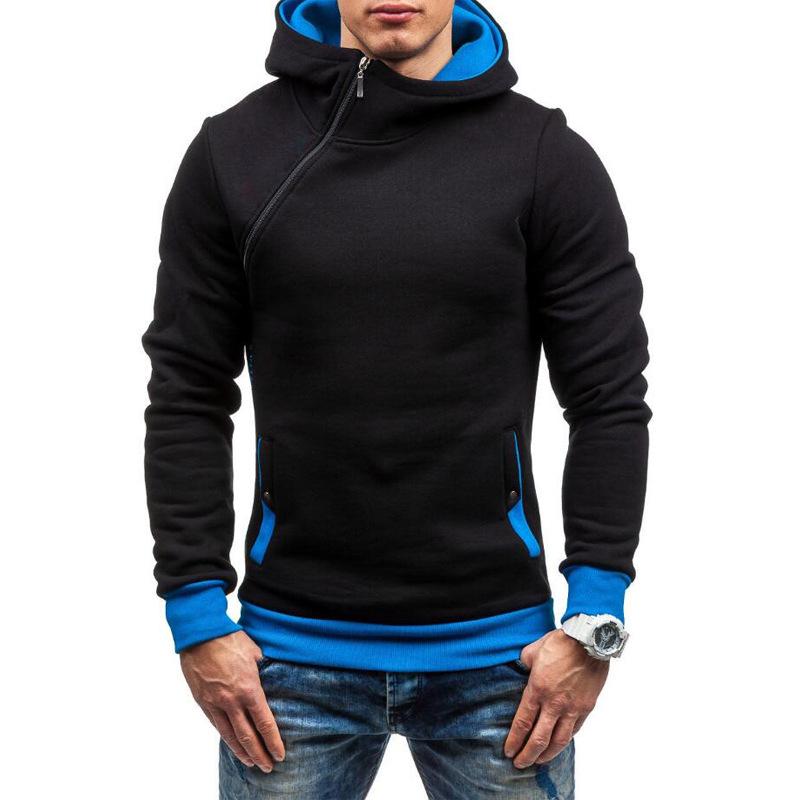 Men's Asymmetrical Zipper Hoodie - Autumn/Winter Collection, Multiple Colors