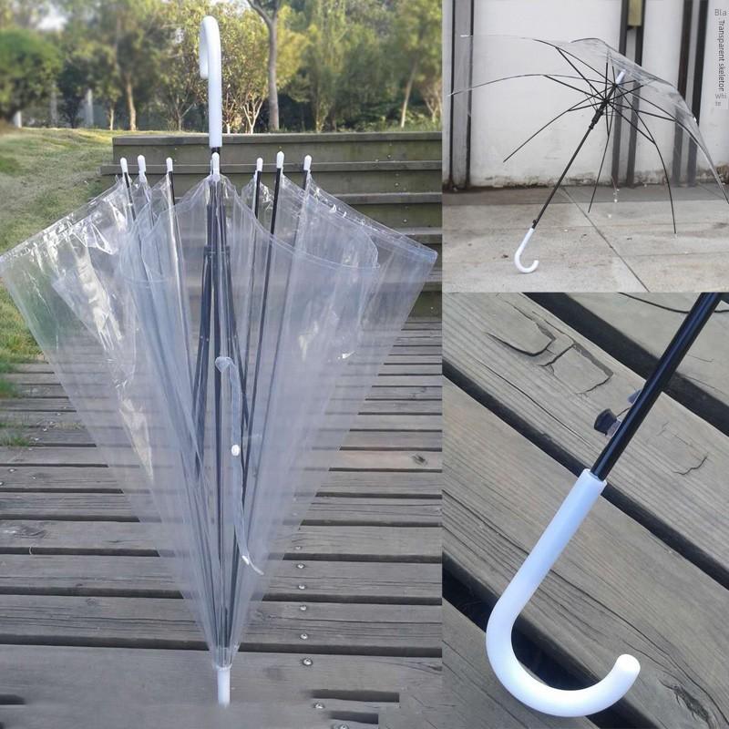 Transparent Umbrella, Thickened and Large, Automatic, Transparent, White, Trendy, Unisex, Long Straight Handle, Prop for Painting