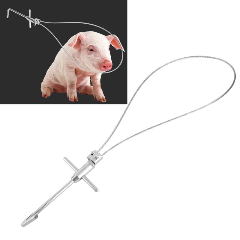 Держатель для свиней Регулируемый Нержавеющий Стальной Шест-Ловец Свиней Ловушка Лассо Фермерское Оборудование для Животноводства