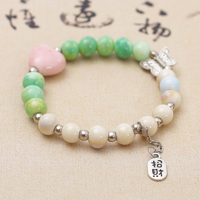 Подвеска в виде бабочки, эластичный браслет, цветной стеклянный браслет с бусинами для женщин и девочек, простой браслет, ювелирные изделия, подарки