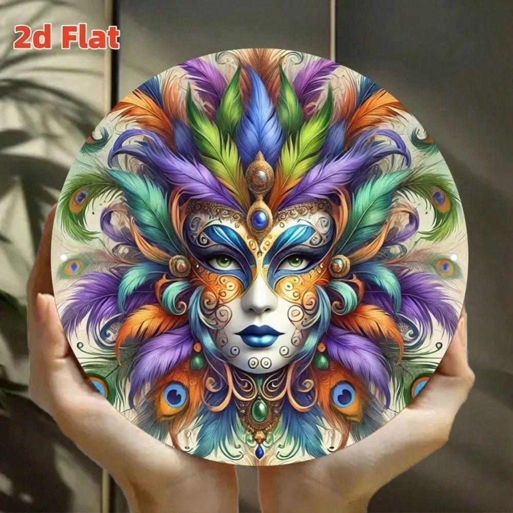 Венецианская карнавальная маска Металлическое настенное искусство 20x20 см Алюминиевый знак Декор для театра