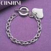 CHSHINE 925 Sterling Silver Heart Brand Pendant Bracelet OT Chain For Women Fashion Charm Jewelry