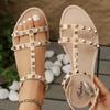 Мода 2025 Мода Женская обувь Открытый носок Женские сандалии Летние Повседневные Новые Клепки Бестселлер Удобные Плоские сандалии Zapatos Mujer