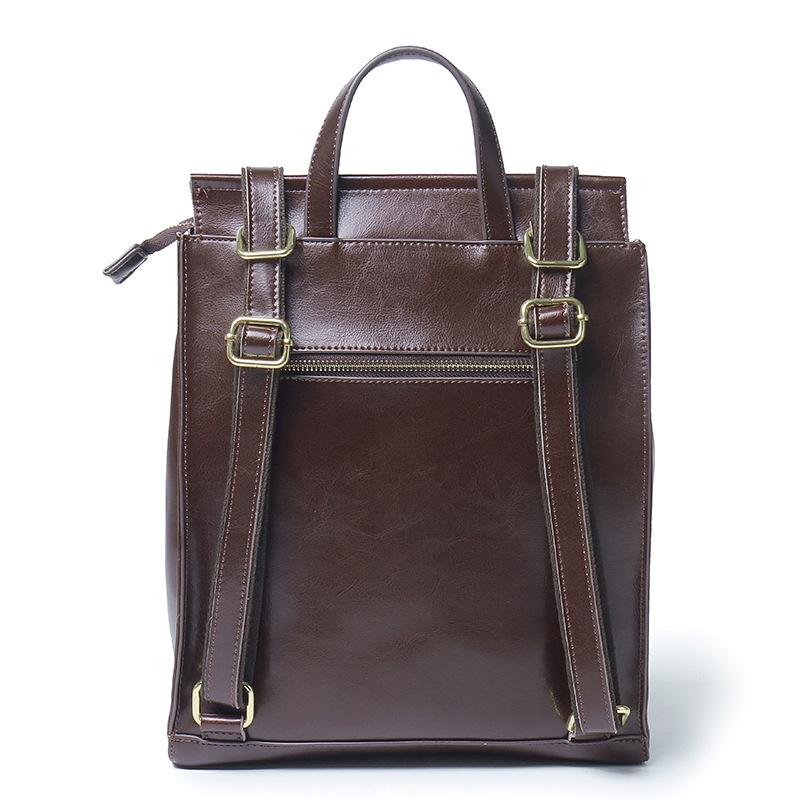 Leather women's bag backpack European and American retro cowhide women's bag multi-functional backpack