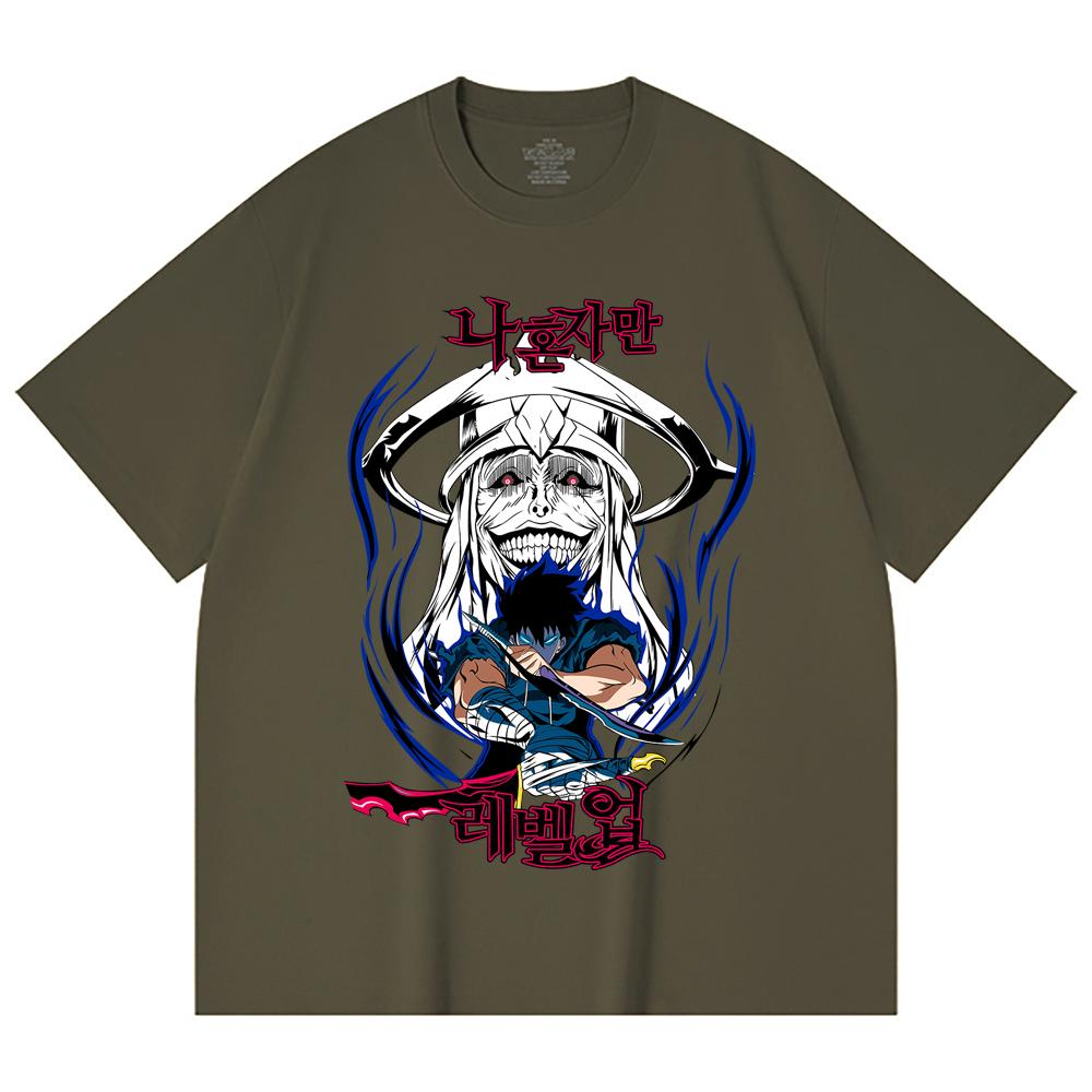 230 Gsm 100% Cotton Solo Leveling V9 Print Unisex Heavy Cotton T Shirt