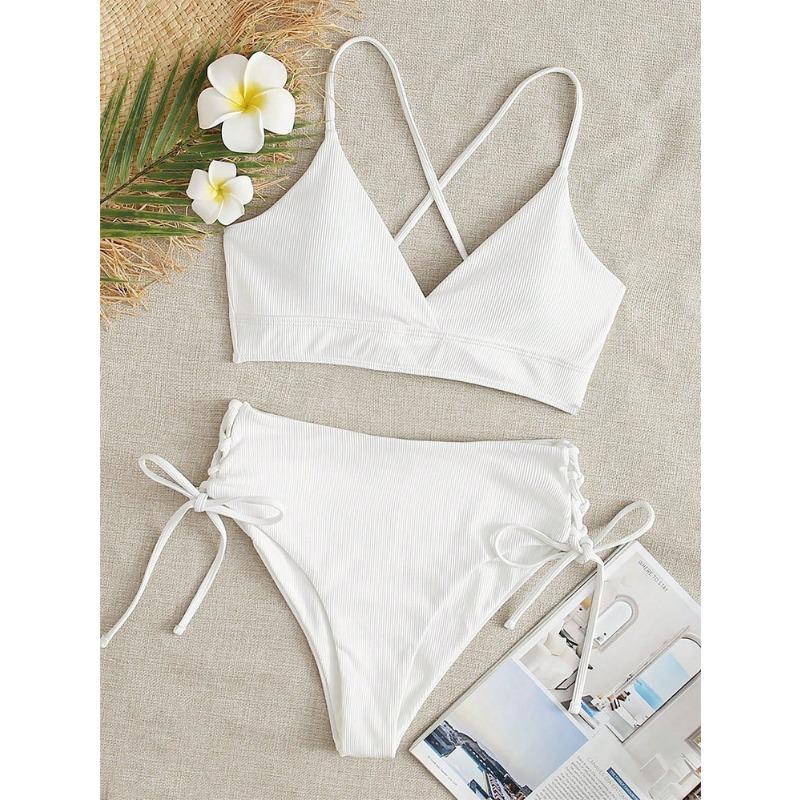 Купальник со шнуровкой, раздельный купальник, женский раздельный пляжный купальник