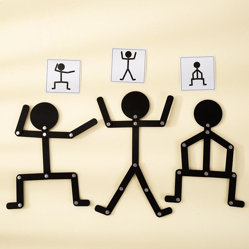 Kids Educational Wooden Stick Men Puzzle Game Kids Hand Skill Fine Motor Training Assemble Toys for Baby Imagination