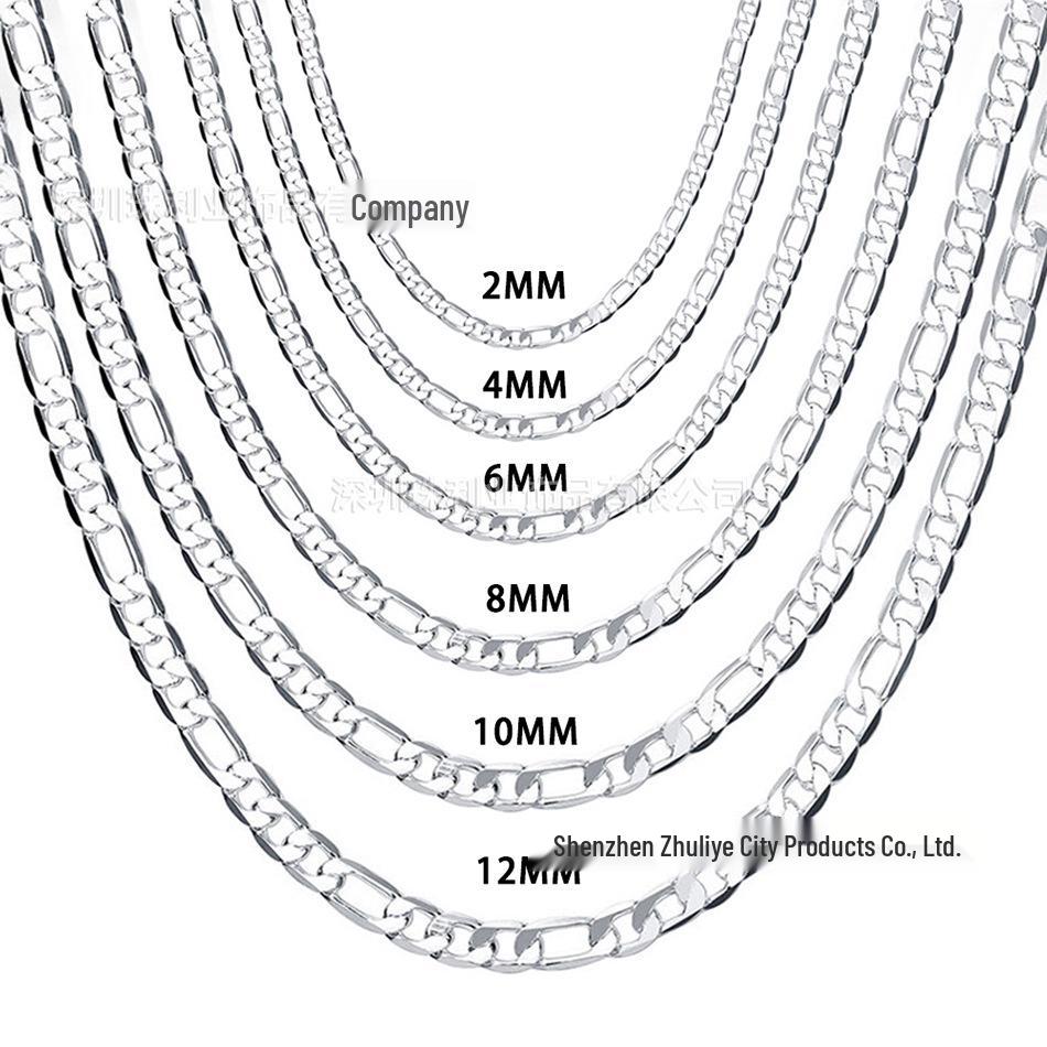 Модное ожерелье из серебра 925 пробы длиной 16-30 дюймов, многорядное, шириной 2-12 мм, с боковым расположением нитей.