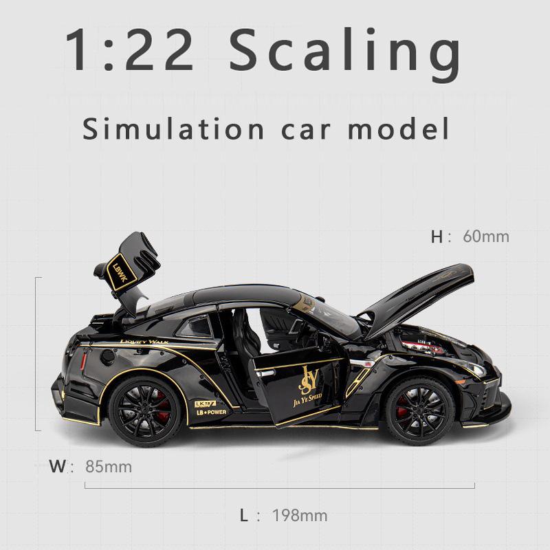 Масштаб 1/22 GTR Racing, литая под давлением модель автомобиля, игрушечный автомобиль с откатным механизмом, звуком и светом для детей, коллекция подарков для мальчиков и девочек