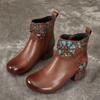 Johnature Зимние теплые короткие сапоги, непромокаемая женская обувь из натуральной кожи в этническом стиле на толстом каблуке и мягкой подошве
