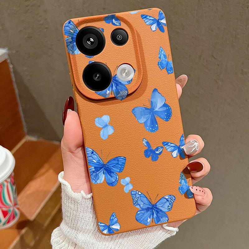 Мягкий силиконовый чехол с рисунком бабочки для Xiaomi 13t Poco X6 M6 Pro Redmi Note 14 13 12 11 10 Pro, противоударный кожаный текстурный однотонный чехол