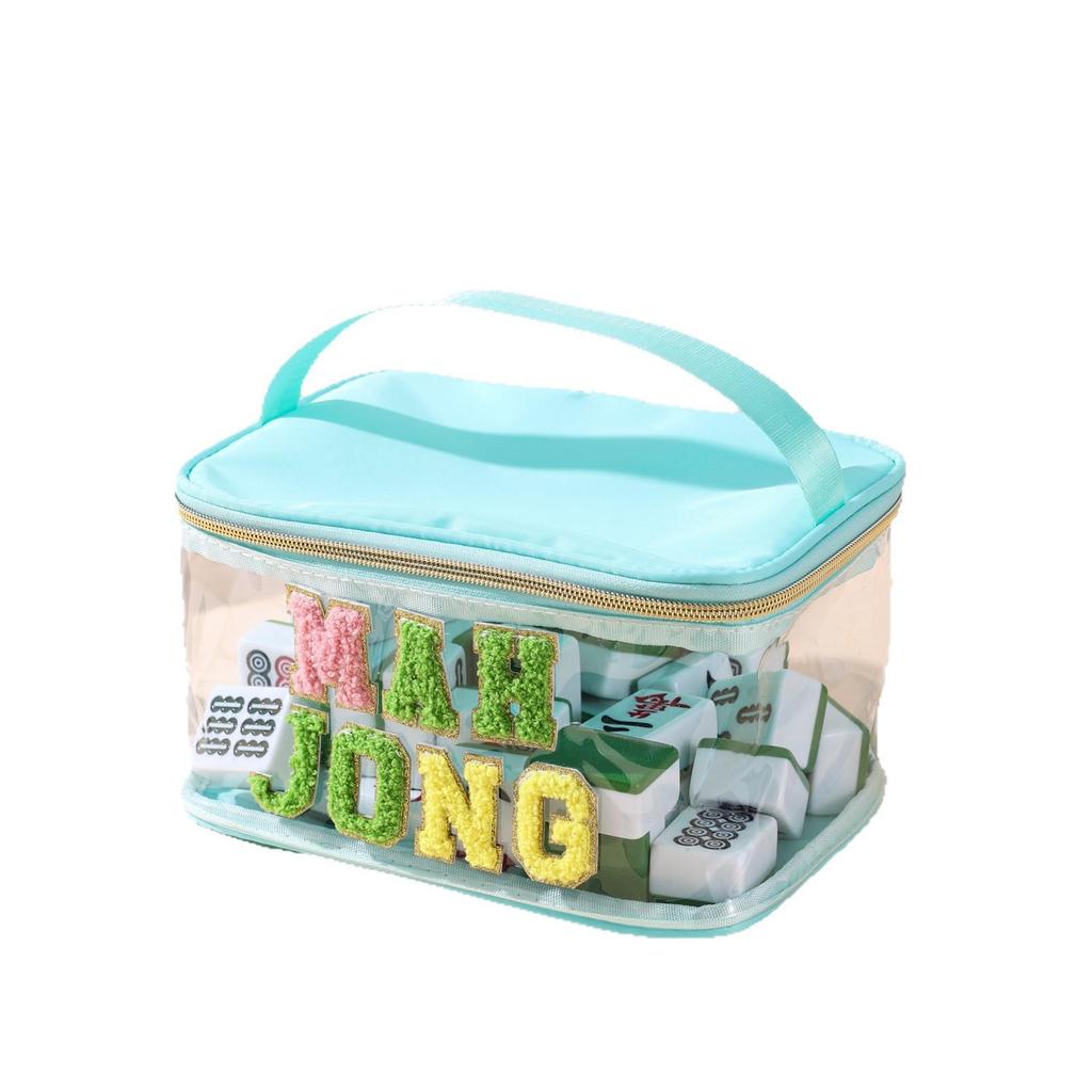 Mahjong Transparent Cosmetic Travel Bag, Wet & Dry Separation, Large Capacity Wash Bag