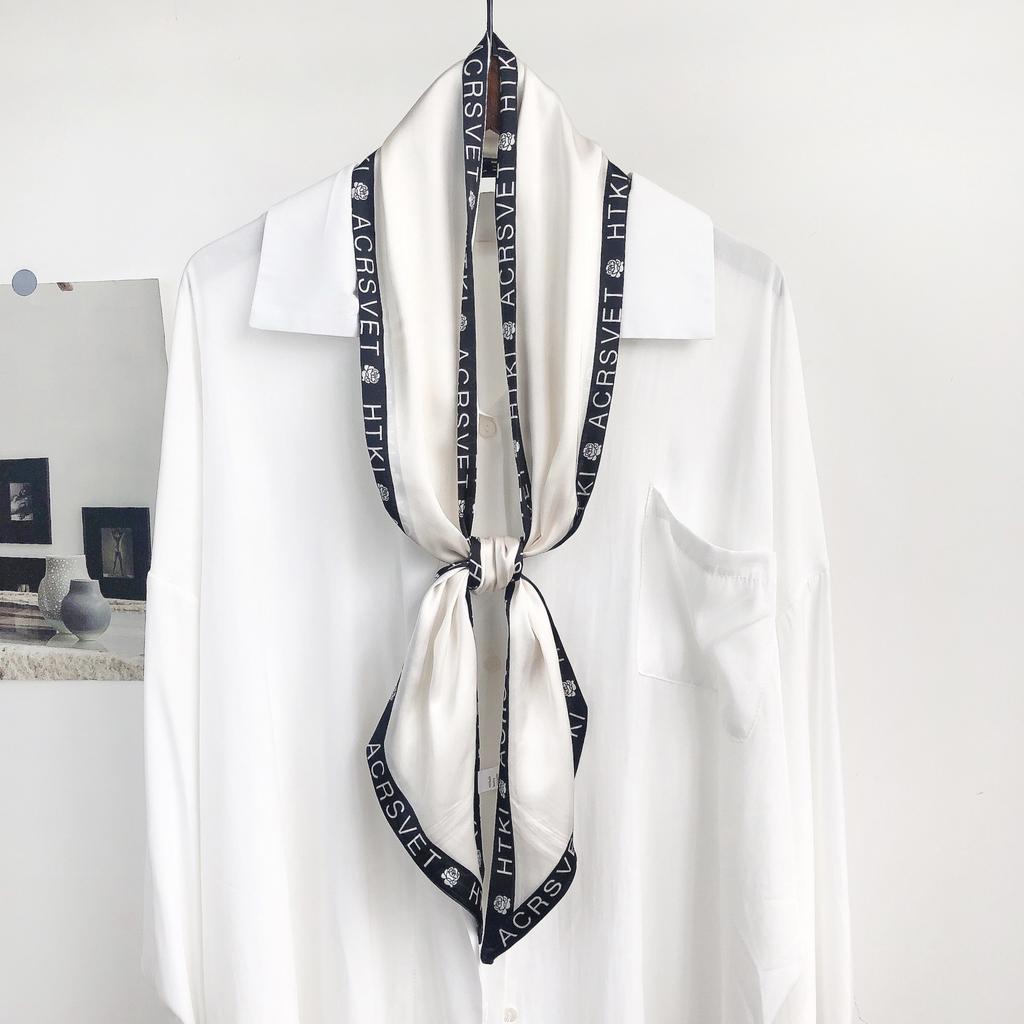 New Simulation Silk Long Scarf Fashionable Versatile Suit Double-Layer Scarf Decorative Bag Wrapped With Professional Scarf For Women