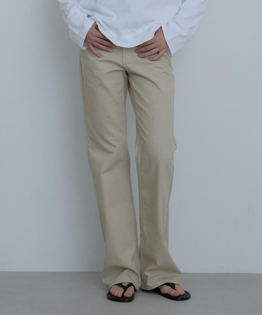 CCOMA Cmj36 Sand Herringbone Flare Pants