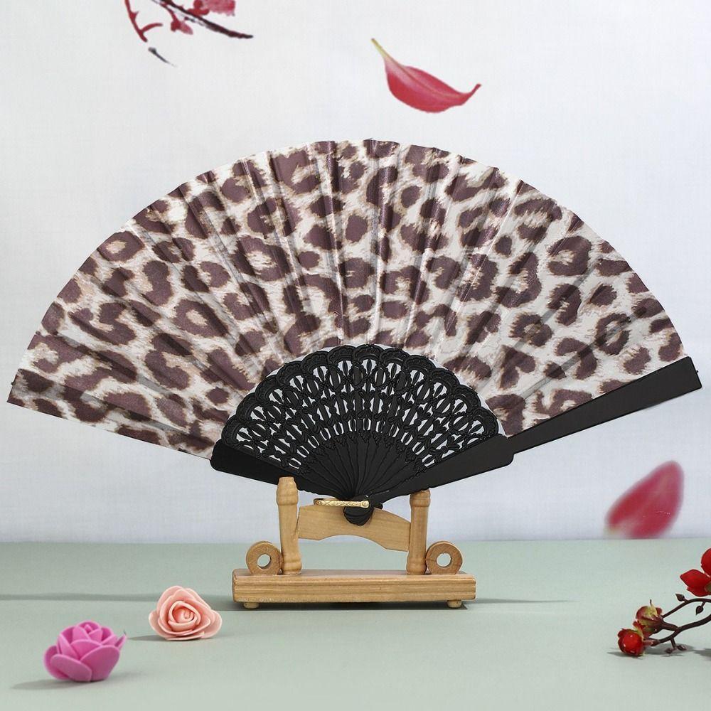 Cloth Hand Fold Fan Leopard Print Dance Fan Portable Performance Fan Performance Decor