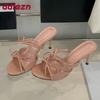 Fashion Fashion Butterfly-Knot Ladies Heels Pumps Slides Shoes Spring Summer Round Toe Elegant Women High Heels Shoes Female Sandals