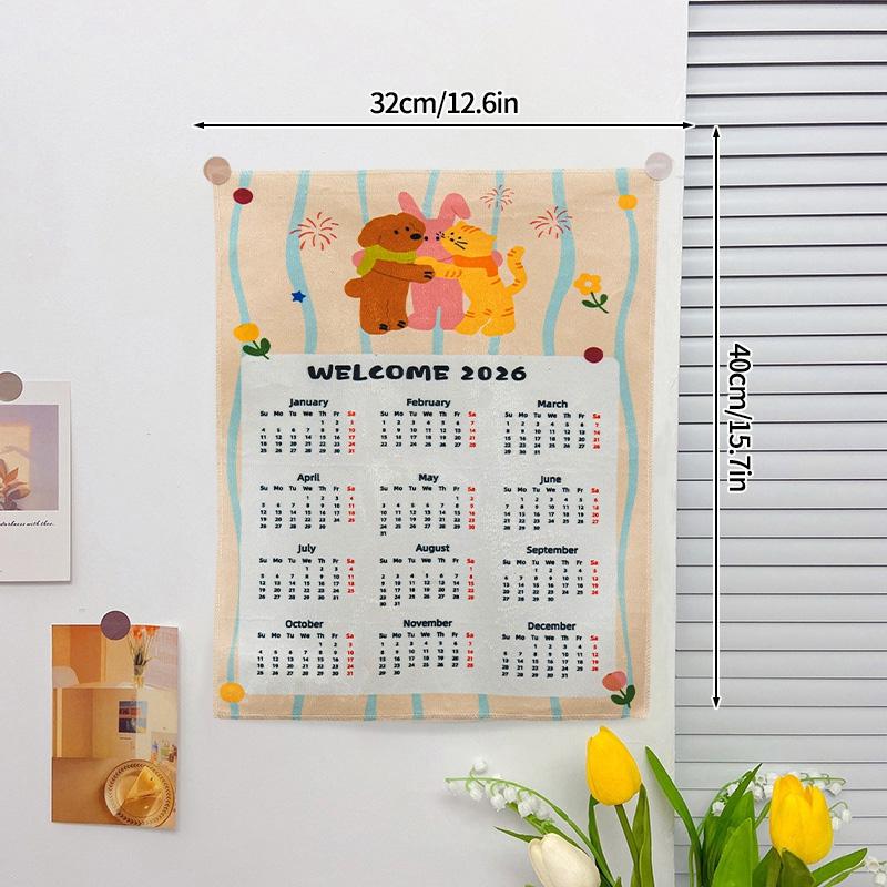 2026 New Year's Eve Wallpaper Calendar Girl's Bedroom Decoration Tapestry Askaton Calendar Wallpaper
