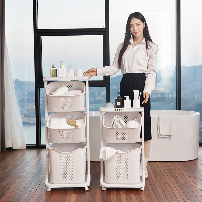 Съемная пластиковая корзина для белья. Многоцелевое напольное хранилище для ванной комнаты. Спальня. Прачечная. Организация и хранение белья в общежитии.