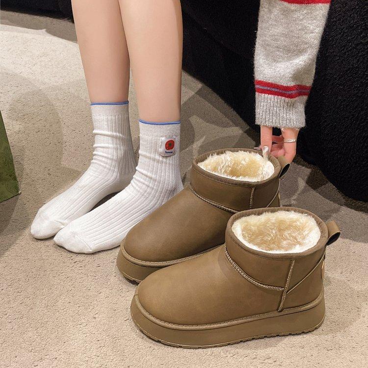 Зимние женские короткие плюшевые теплые зимние ботинки, повседневная обувь, новые замшевые ботильоны «Челси» на плоской подошве, женская обувь на платформе, Botas