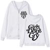 Девочки не плачут, новый стиль, унисекс и женская молния, черно-белые надписи с принтом, повседневный унисекс и женский уличный свитер на молнии