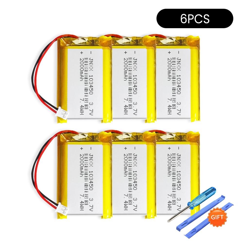 Rechargeable 3.7V 2000mAh Li-Po Battery 103450 Lithium Polymer Battery Li-Po Li Ion Lipo Cells For GPS MP3 MP4 Driving Recorde