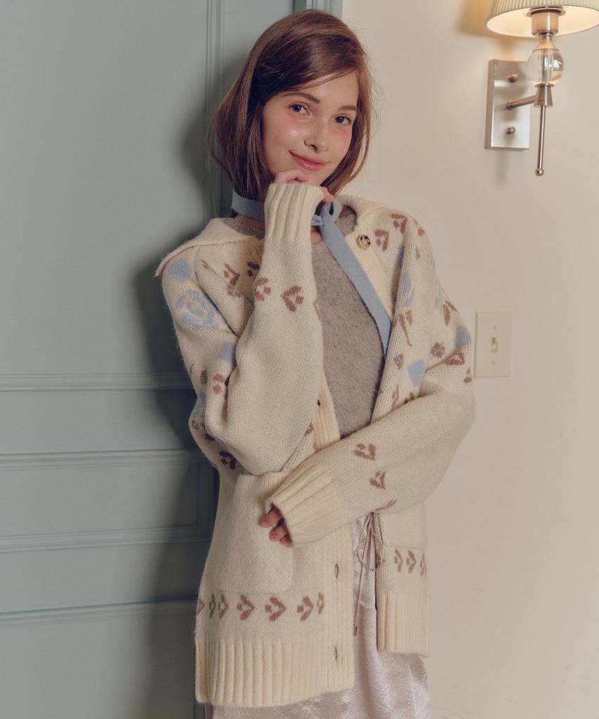 MELLY&ROSE Rose Cowichan Knit Cardigan (310251)_Cream