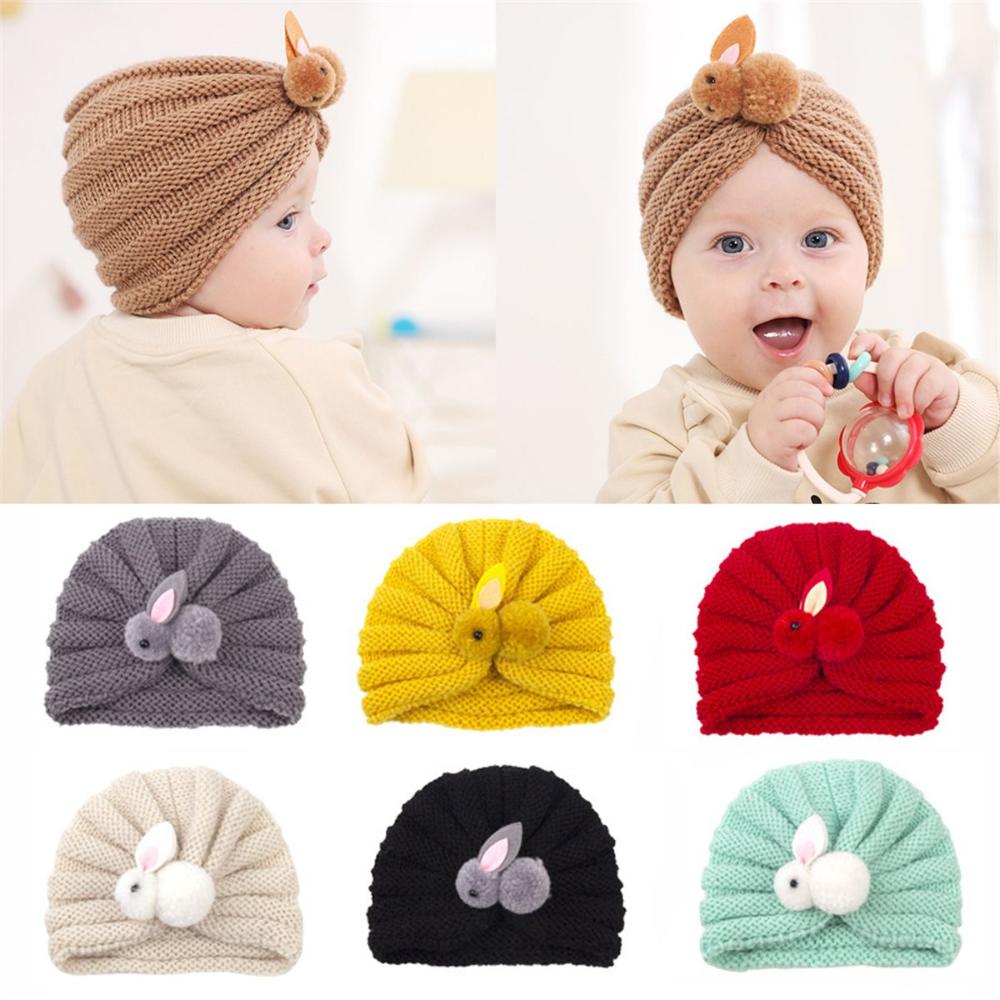 Cold Weather Accessory Children Cute Rabbit Cap Children Knitted Hats Crochet Kids Winter Beanies