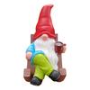 Garden Gnome Figurine Resin Drinking Coffee Gnome Sculpture Outdoor Gnome Statue for Indoor Terrace Garden Decoration