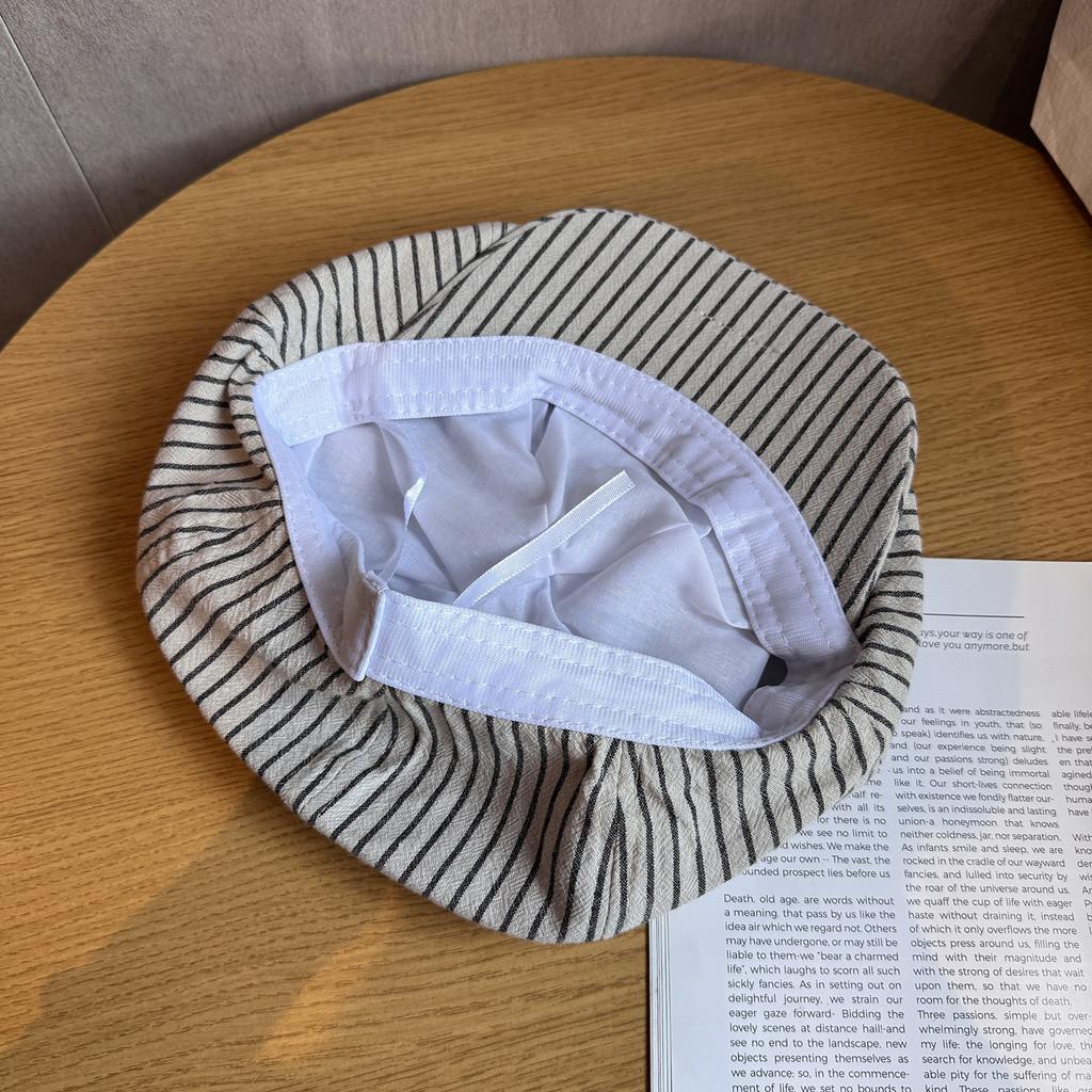 Solid Color Stripes Eight Panel Hat Breathability Women Casual Summer Outfits