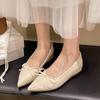 Французские туфли на мягкой подошве, женские осенние новые туфли-балетки с бантом в сказочном стиле с мелким вырезом, универсальные плоские туфли-бини